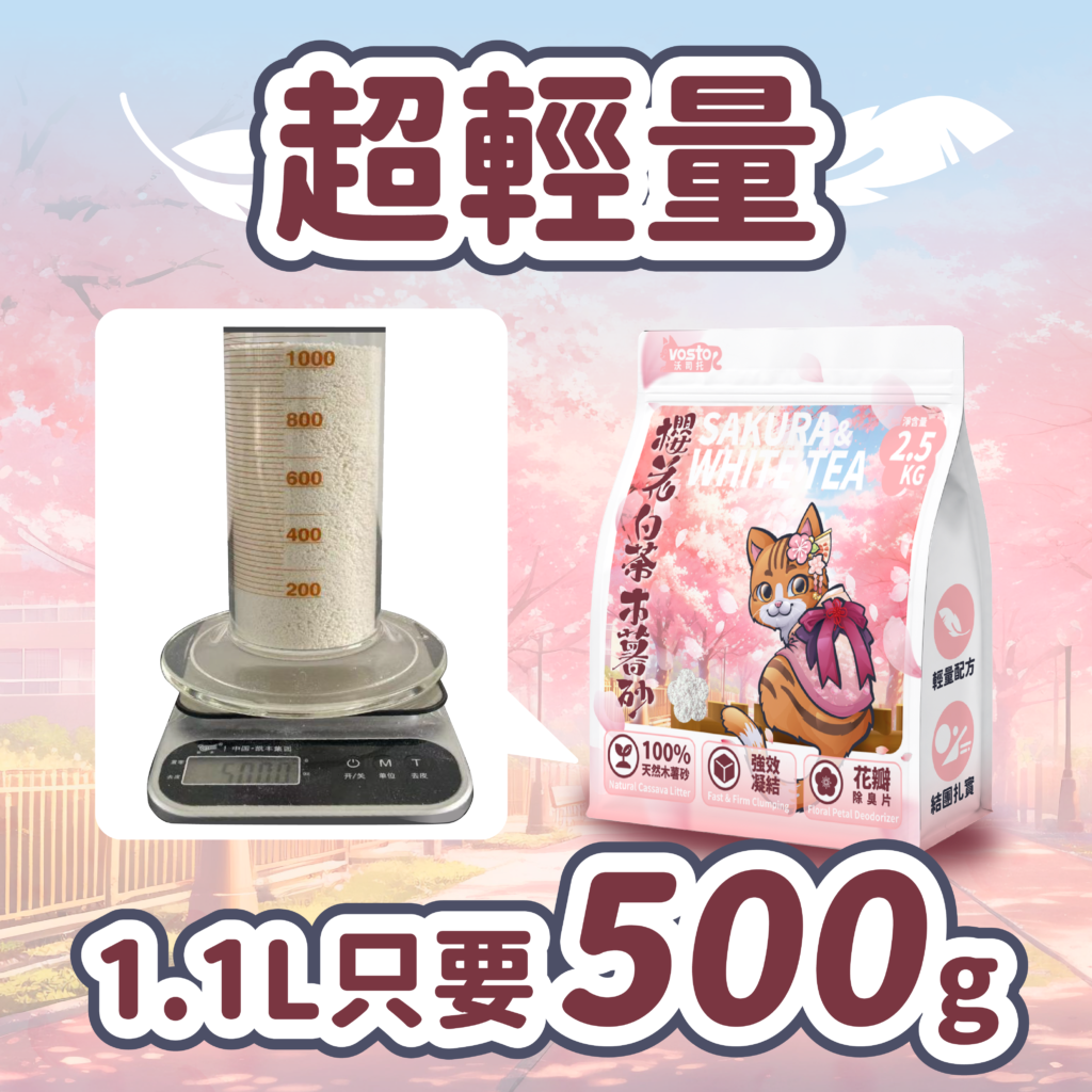VOSTO,沃司托,木薯砂,櫻花白茶,貓砂,貓砂推薦,寵物用品